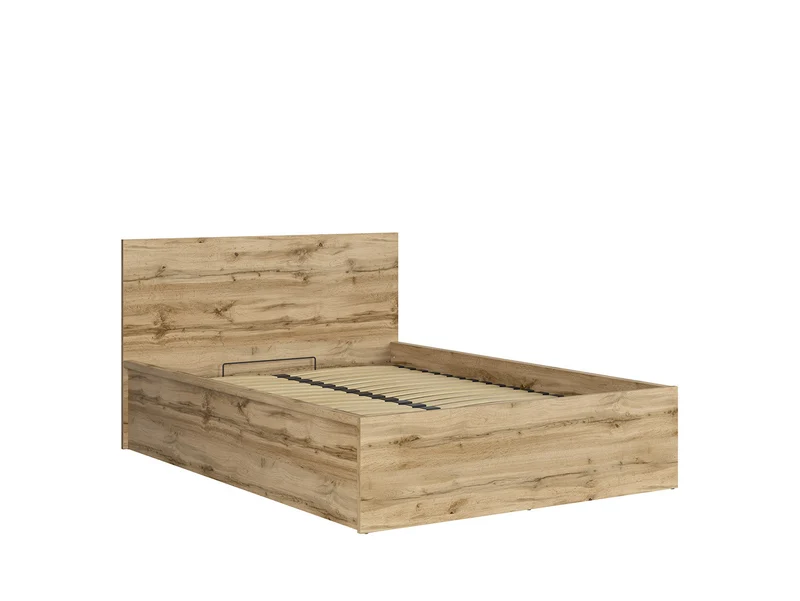 Tetrix Bed Set 140×200 cm with Mimas Multipocket Mattress – Storage | Wotan Oak