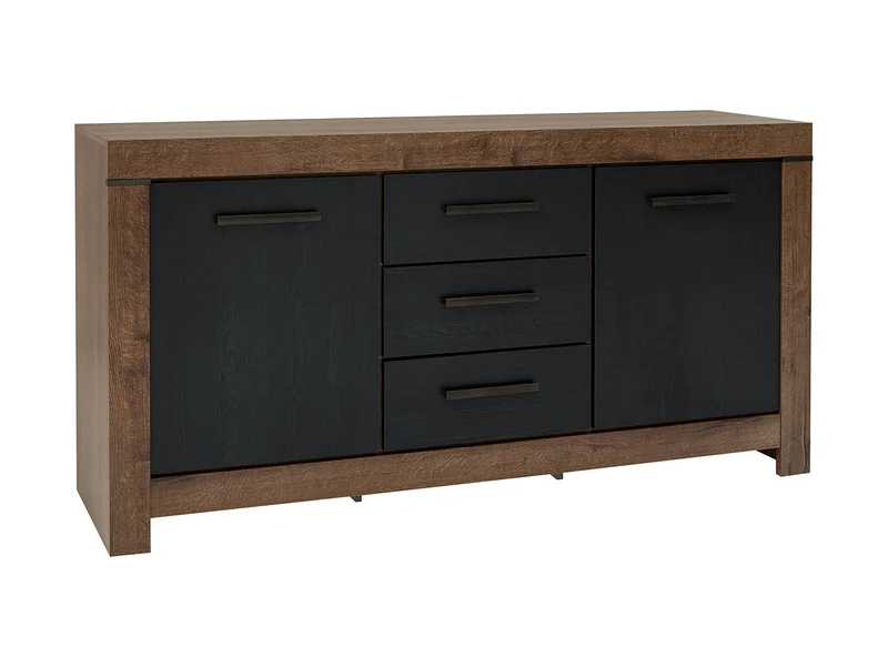 Balin Sideboard 160×85 cm – 2 Doors, 3 Drawers, Soft-Close | Monastery Oak & Black Oak