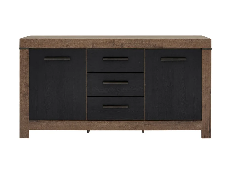 Balin Sideboard 160×85 cm – 2 Doors, 3 Drawers, Soft-Close | Monastery Oak & Black Oak