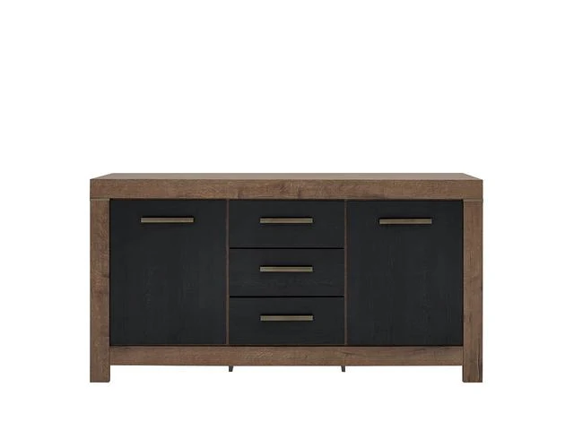 Balin Sideboard 160×85 cm – 2 Doors, 3 Drawers, Soft-Close | Monastery Oak & Black Oak
