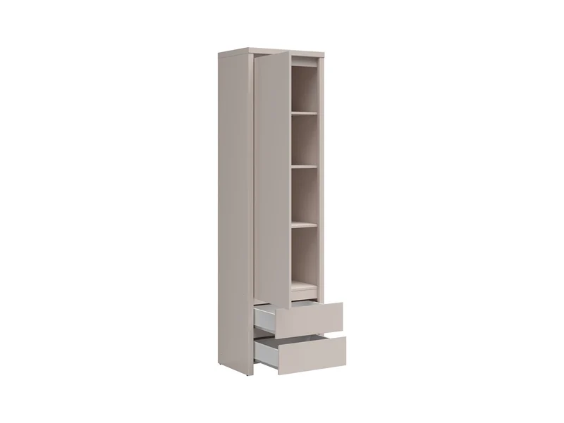 Kaspian Tall Narrow Bookcase 56 cm with Door & 2 Drawers – Uni Kashmir