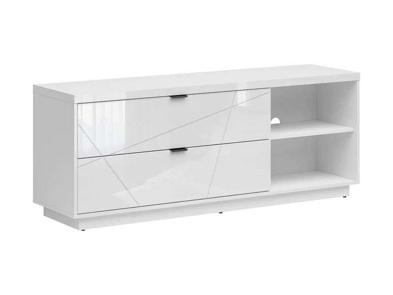 Forn — TV Cabinet | 156 × 61 cm | 2 Drawers & 2 Open Shelves | White Gloss