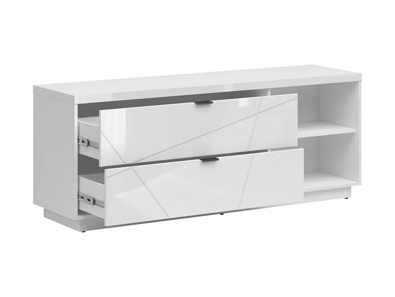 Forn — TV Cabinet | 156 × 61 cm | 2 Drawers & 2 Open Shelves | White Gloss