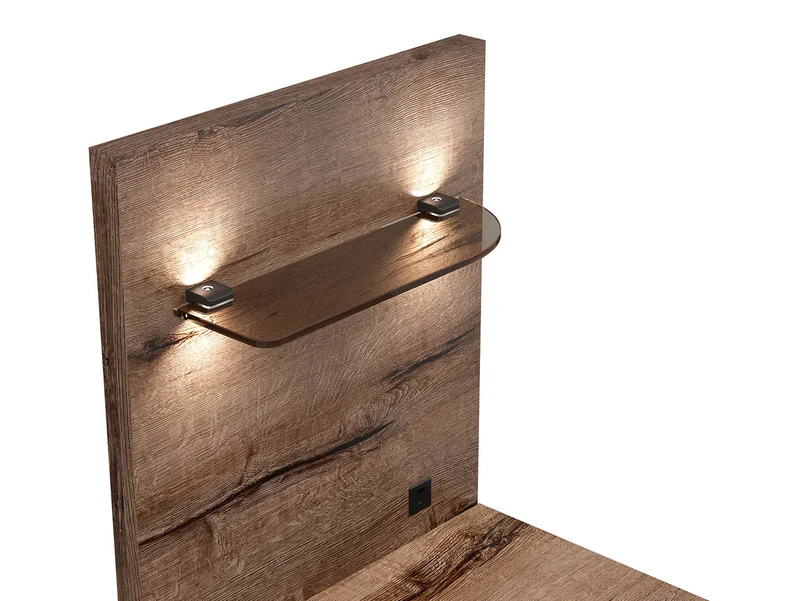 Kassel — Bed Set 160 × 200 cm with 2 Bedside Cabinets | Monastery Oak & Black | USB Charging
