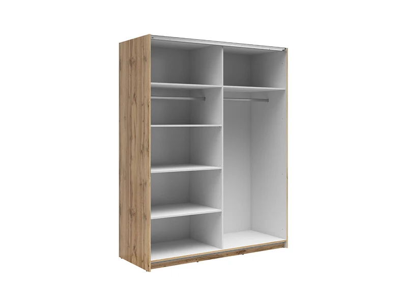 Tetrix — Sliding Wardrobe 153 cm | 2 Mirror Doors | Wotan Oak