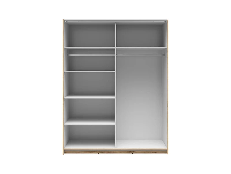 Tetrix — Sliding Wardrobe 153 cm | 2 Mirror Doors | Wotan Oak