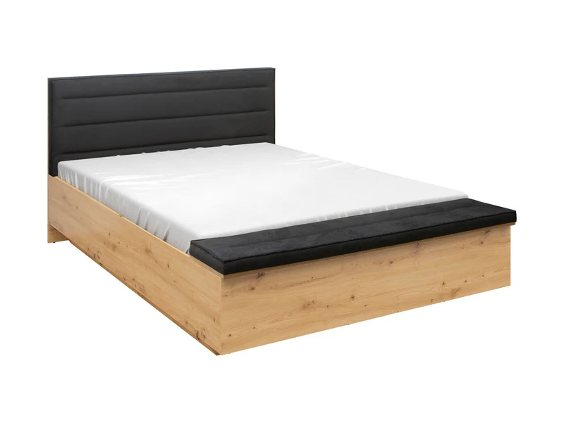 Ostia — Double Bed 160 × 200 cm with Dual Storage | Artisan Oak & Black