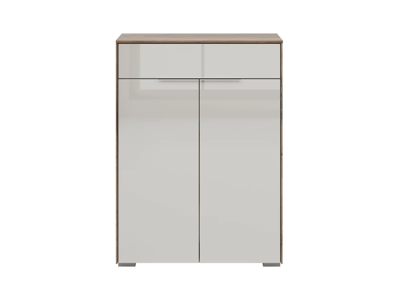 Nevada Office Sideboard 110×81cm – Dark Flagstaff Oak & Silk Grey Glass Doors