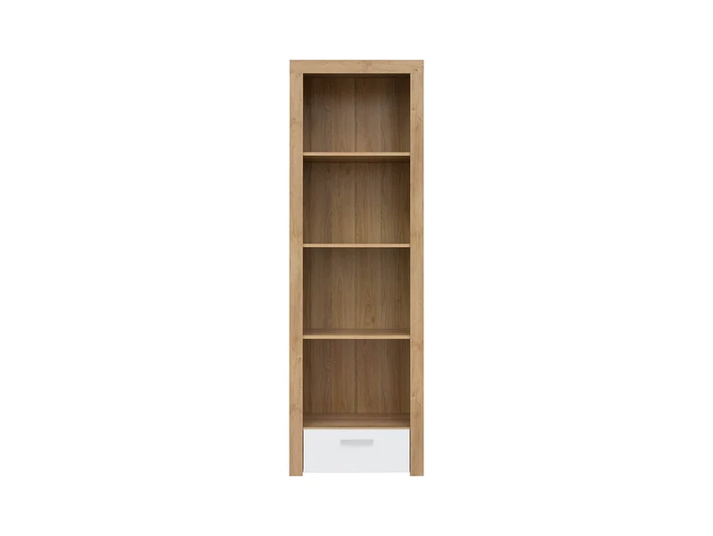 Balder Open Bookcase 62×192 cm – 3 Shelves & Drawer | Riviera Oak & White Gloss