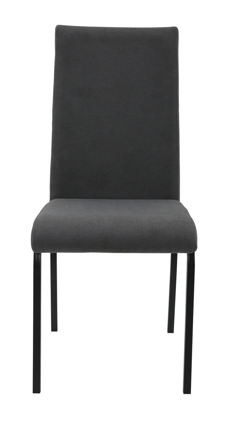 Anne Upholstered Dining Chair – High Back, Powder-Coated Metal Frame | Dark Grey