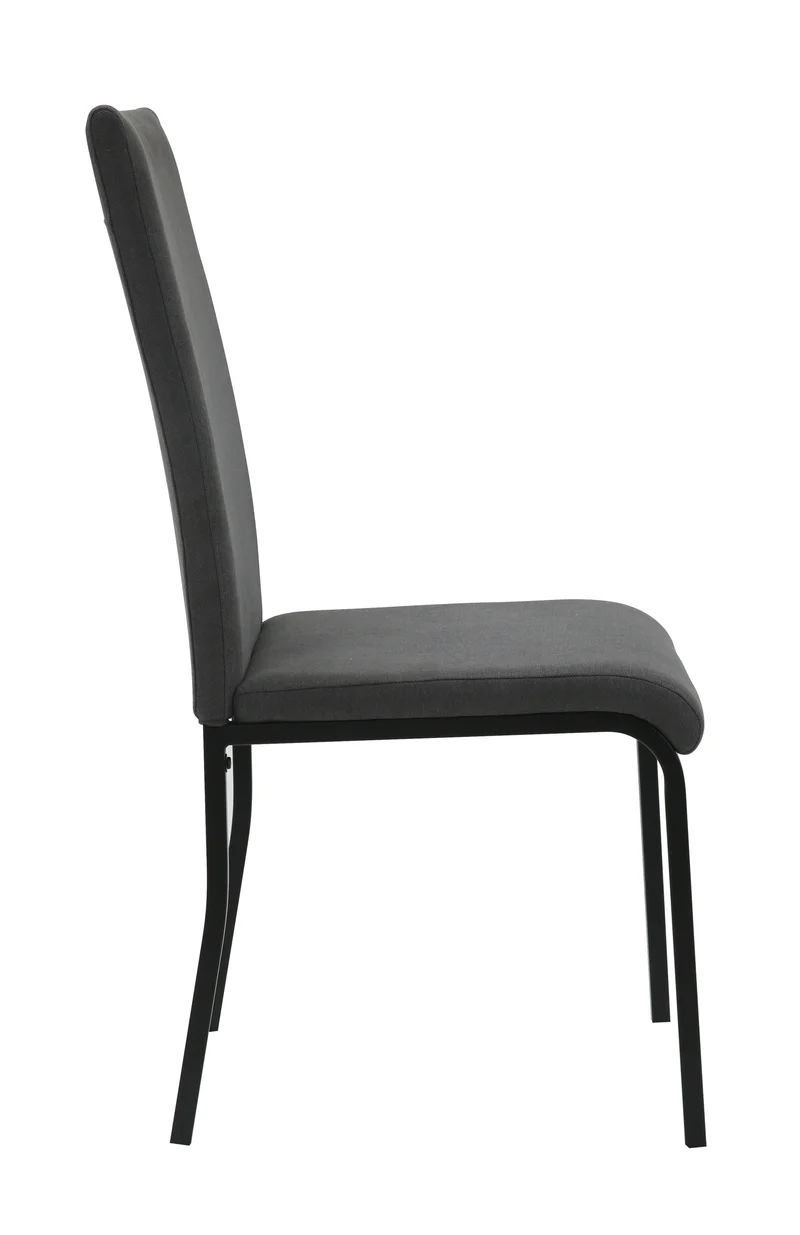 Anne Upholstered Dining Chair – High Back, Powder-Coated Metal Frame | Dark Grey