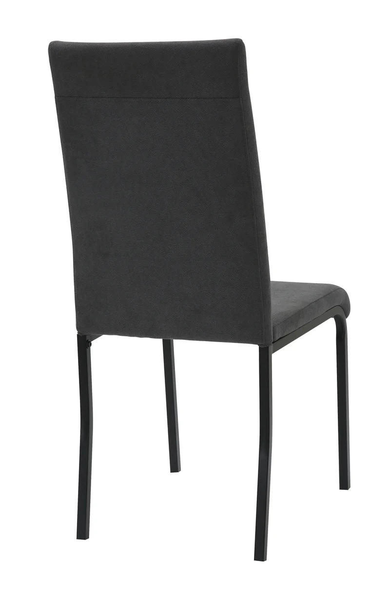 Anne Upholstered Dining Chair – High Back, Powder-Coated Metal Frame | Dark Grey