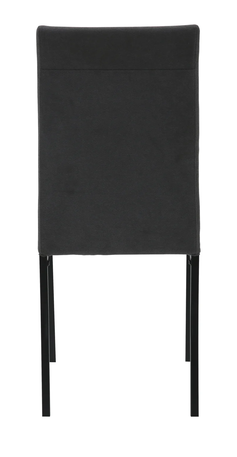 Anne Upholstered Dining Chair – High Back, Powder-Coated Metal Frame | Dark Grey