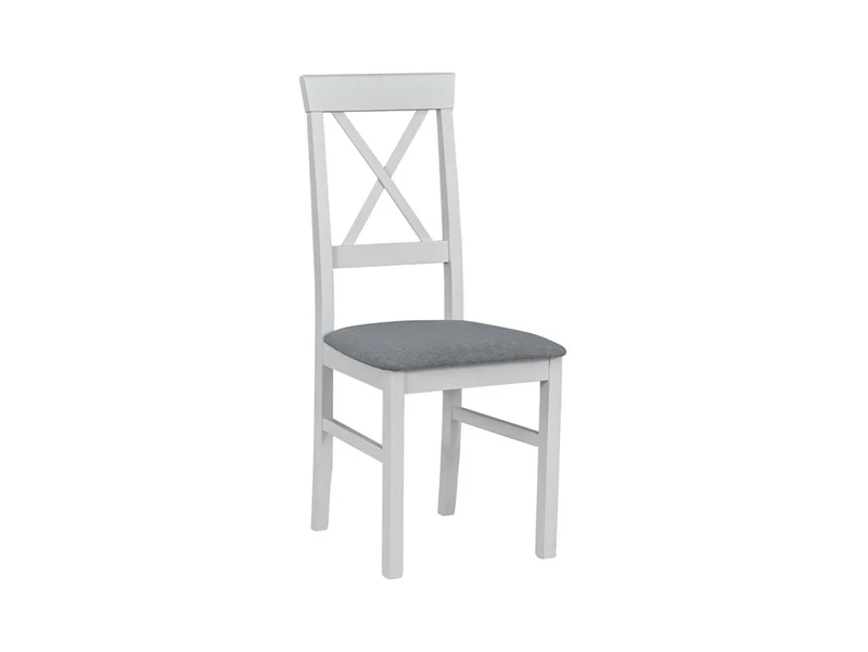 Alla 3 Upholstered Dining Chair – Beech Wood Frame | Grey Fabric & White Legs