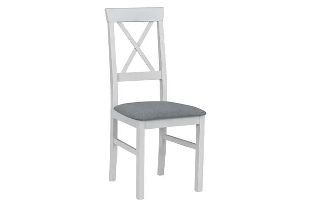 Alla 3 Upholstered Dining Chair – Beech Wood Frame | Grey Fabric & White Legs
