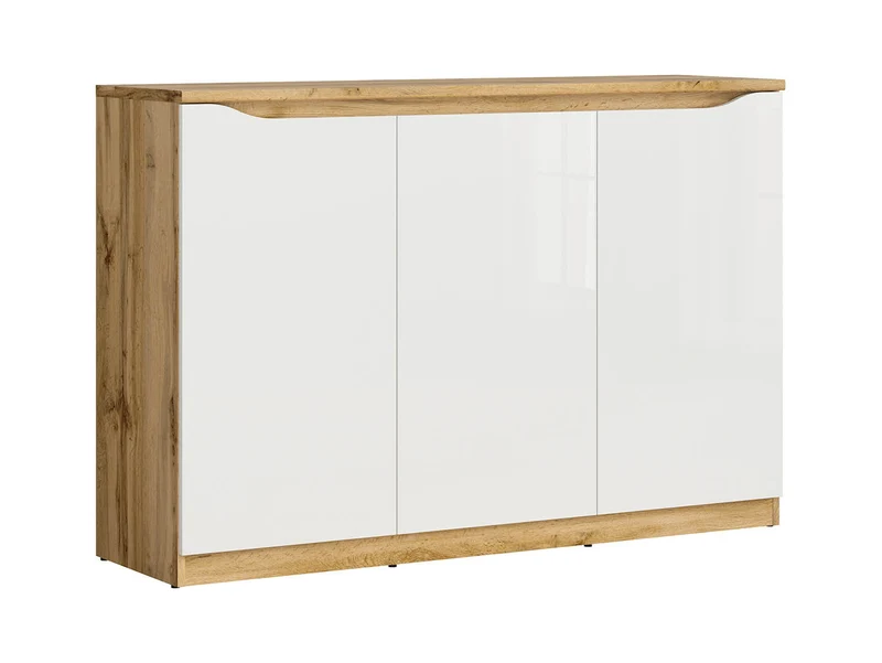 Nuis 3-Door Sideboard Cabinet 135×91.5 cm – Wotan Oak & White Gloss