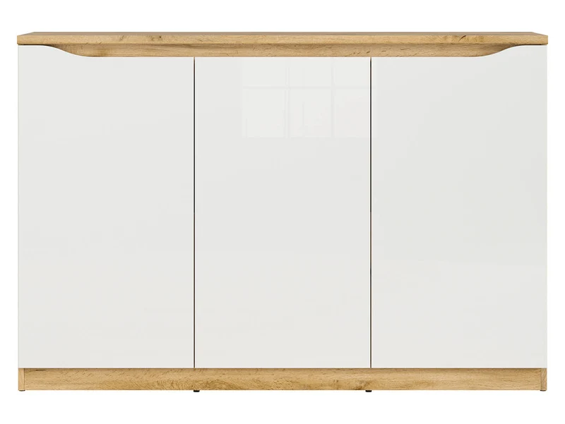 Nuis 3-Door Sideboard Cabinet 135×91.5 cm – Wotan Oak & White Gloss