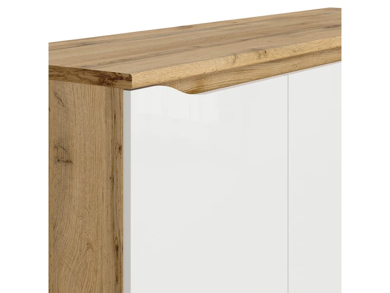 Nuis 3-Door Sideboard Cabinet 135×91.5 cm – Wotan Oak & White Gloss