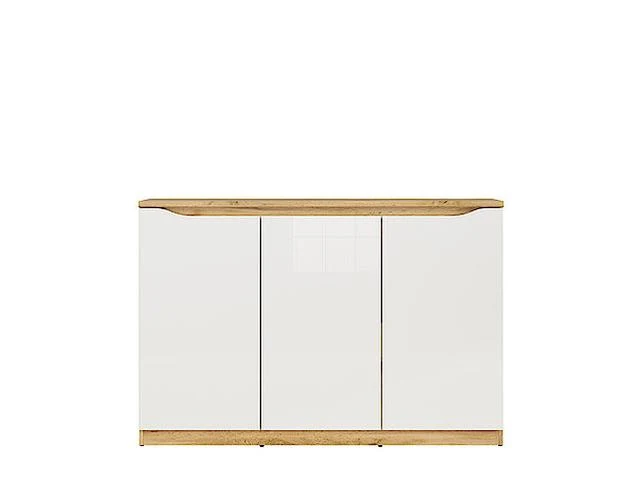 Nuis 3-Door Sideboard Cabinet 135×91.5 cm – Wotan Oak & White Gloss