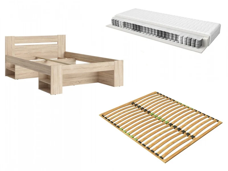Nepo Plus Bed Set 160×200 cm – Bed, Ergo Basic Slatted Base & Premia Mattress | Sonoma Oak