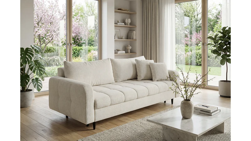 Sorella 3-Seater Sofa Bed 231x105 cm with Storage – Pearl Chenille