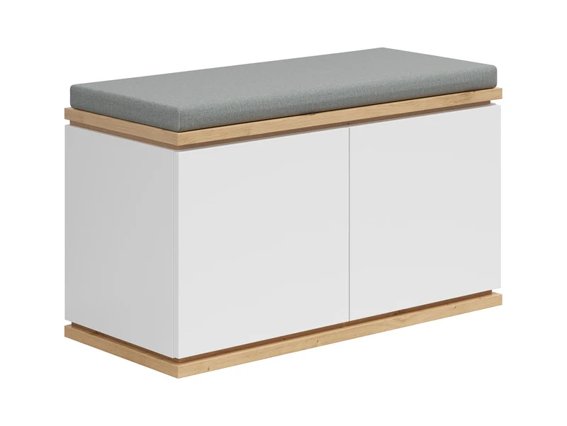 Yamael Hallway Shoe Cabinet with Seat 85x52 cm – Artisan Oak / White