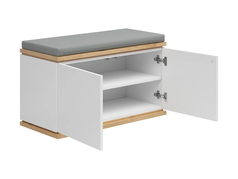 Yamael Hallway Shoe Cabinet with Seat 85x52 cm – Artisan Oak / White