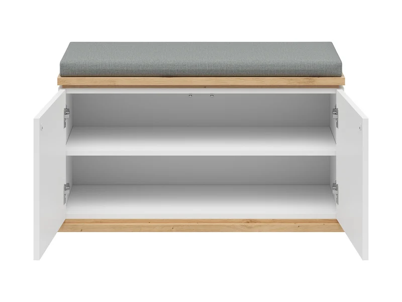 Yamael Hallway Shoe Cabinet with Seat 85x52 cm – Artisan Oak / White