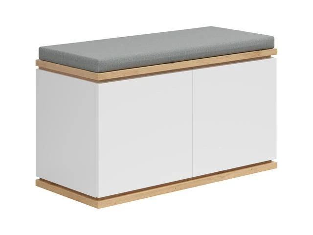 Yamael Hallway Shoe Cabinet with Seat 85x52 cm – Artisan Oak / White