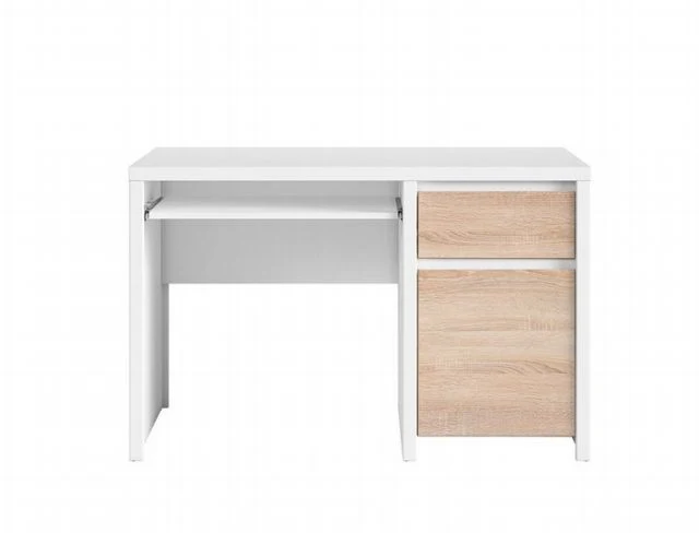 Kaspian — Desk with Drawer & Shelf | 120 cm | White & Sonoma Oak