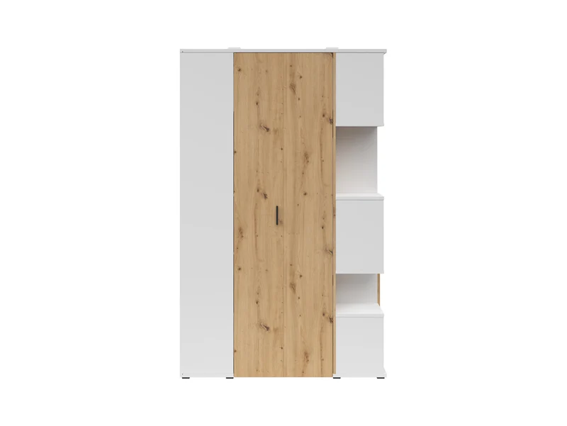 Homeland Corner Wardrobe with Bookcase Front 136cm – White & Artisan Oak