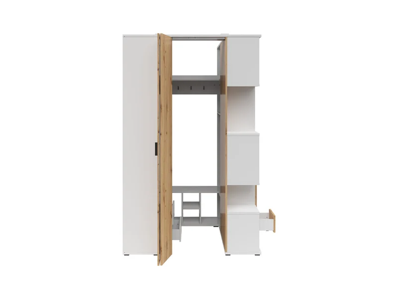 Homeland Corner Wardrobe with Bookcase Front 136cm – White & Artisan Oak