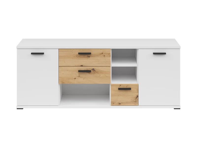 Homeland Desk with Sideboard 150cm – Artisan Oak, White & Graphite