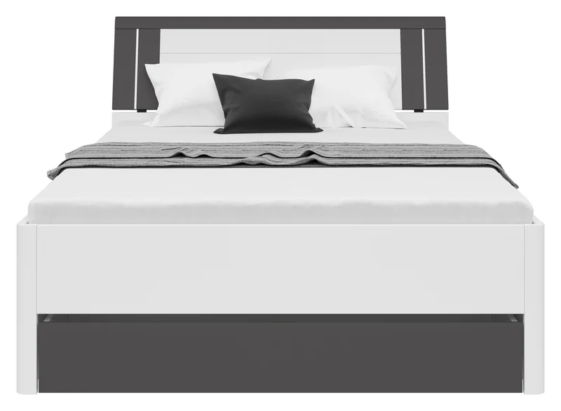 Saturn Double Bed 140×200 with 3 Storage Drawers – White & Graphite