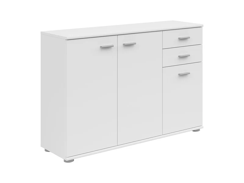 Noeda Wide Chest of Drawers 106cm – White | 2 Drawers, 2 Shelves & Cabinet