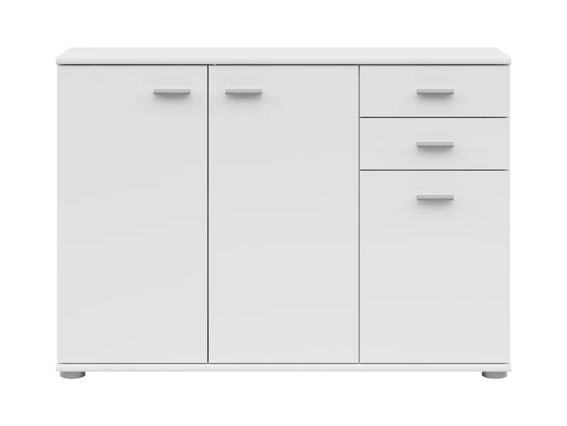 Noeda Wide Chest of Drawers 106cm – White | 2 Drawers, 2 Shelves & Cabinet