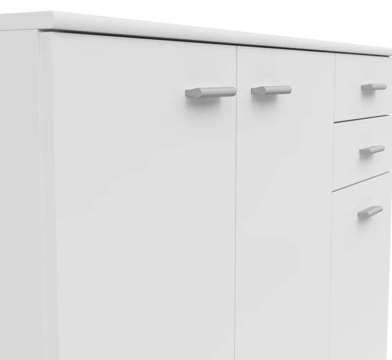 Noeda Wide Chest of Drawers 106cm – White | 2 Drawers, 2 Shelves & Cabinet