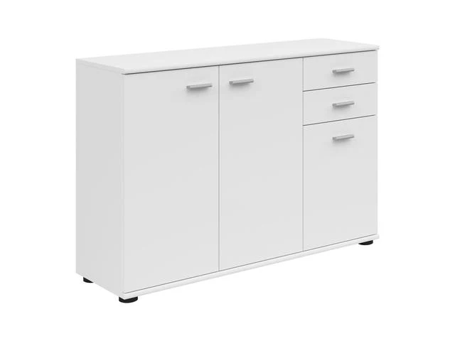 Noeda Wide Chest of Drawers 106cm – White | 2 Drawers, 2 Shelves & Cabinet