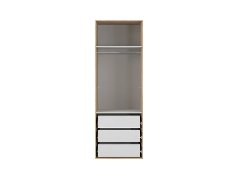 Flex Narrow Wardrobe 75cm – Sonoma Oak & Mirror Front with Drawers