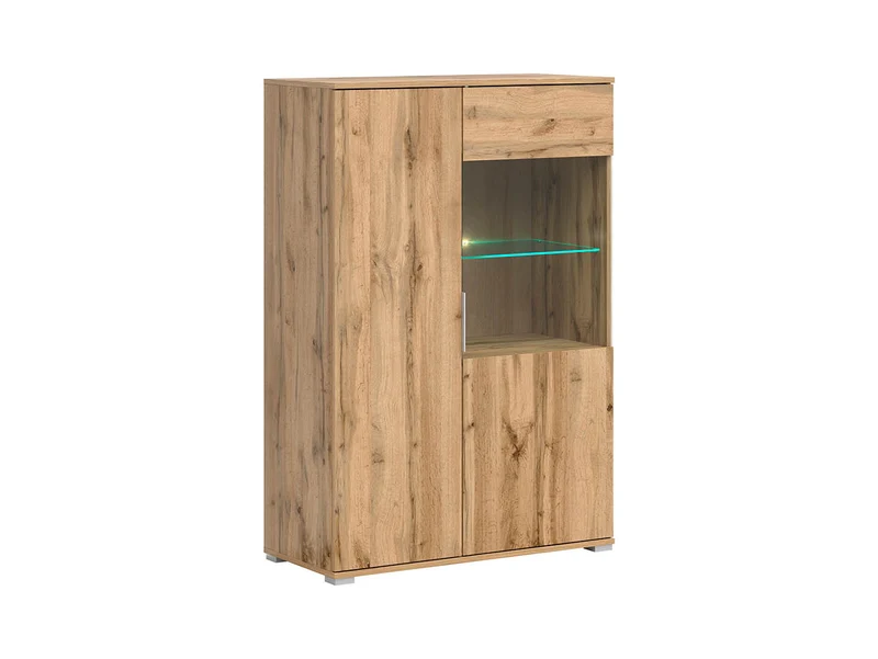 Zele Display Cabinet 90×132.5cm – Wotan Oak & White Gloss