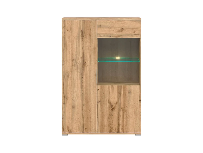 Zele Display Cabinet 90×132.5cm – Wotan Oak & White Gloss