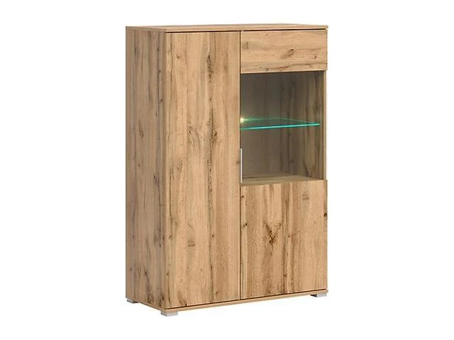 Zele Display Cabinet 90×132.5cm – Wotan Oak & White Gloss