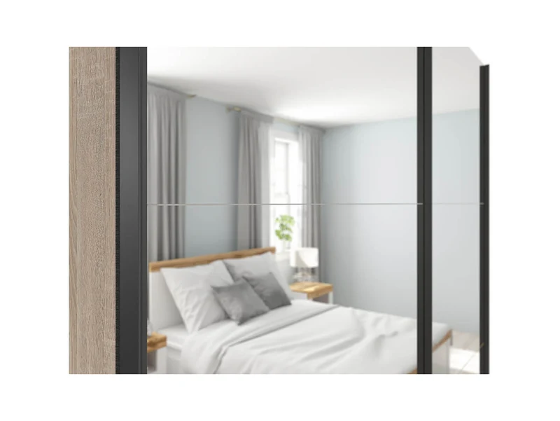 Tetrix Sliding Door Wardrobe 183×195.5 cm – 2 Mirror Doors | Sonoma Oak