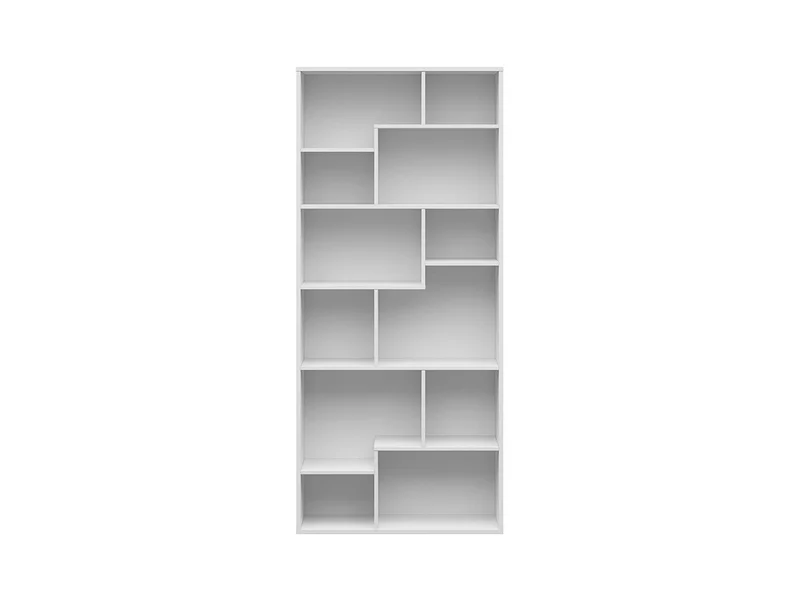 Tetrix Geometric Bookcase 197.5×87.5 cm – 12 Open Compartments | White Gloss