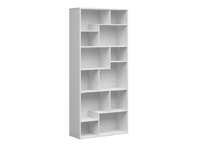 Tetrix Geometric Bookcase 197.5×87.5 cm – 12 Open Compartments | White Gloss