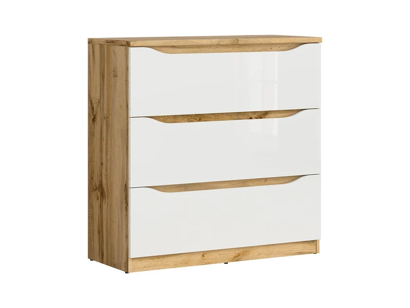 Nuis 3-Drawer Chest of Drawers 90×91.5 cm – Wotan Oak & White Gloss