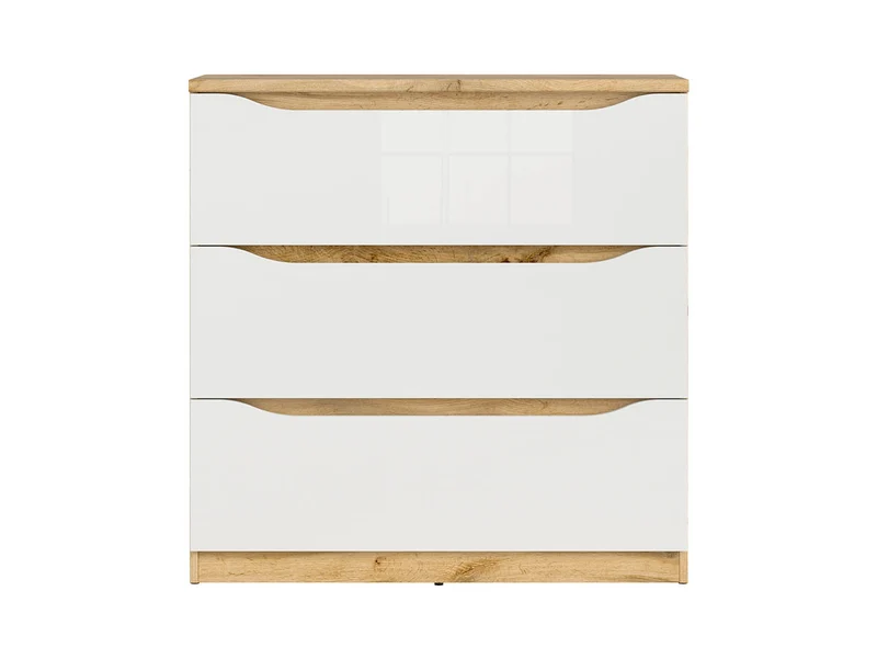 Nuis 3-Drawer Chest of Drawers 90×91.5 cm – Wotan Oak & White Gloss