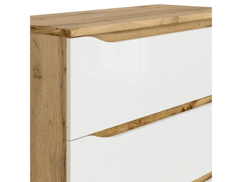 Nuis 3-Drawer Chest of Drawers 90×91.5 cm – Wotan Oak & White Gloss