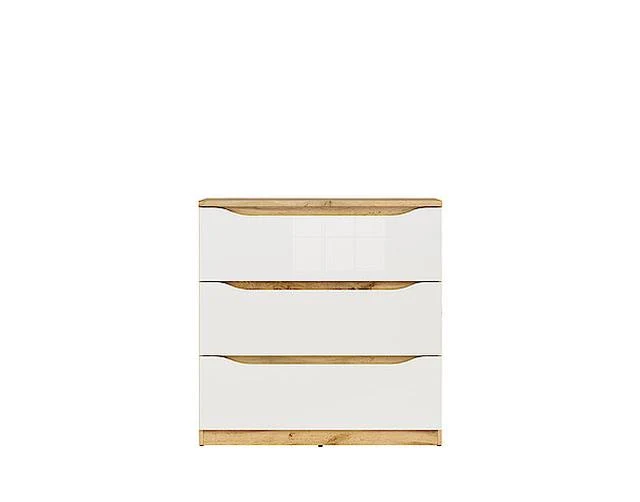 Nuis 3-Drawer Chest of Drawers 90×91.5 cm – Wotan Oak & White Gloss