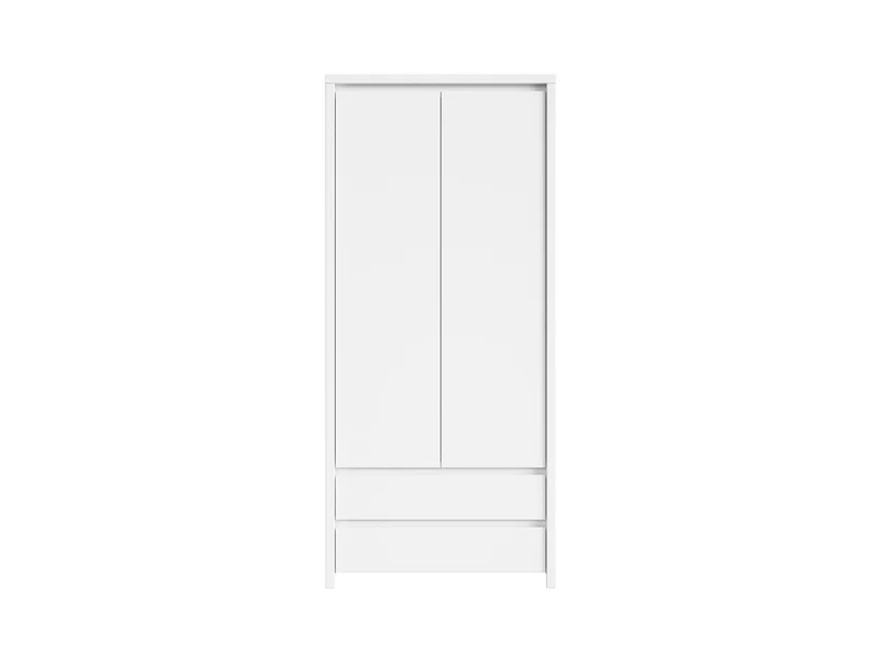 Kaspian 2-Door Wardrobe with Drawers 90×200 cm – White / White Matt